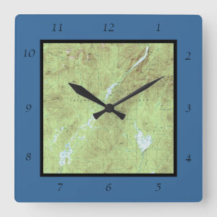Mount Marcy Topographical Map - Adirondack Park Square Wall Clock