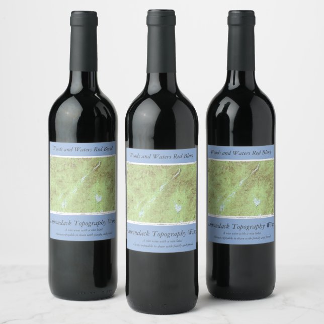 Mount Marcy Topographical Map - Adirondack Park Wine Label (Bottles)
