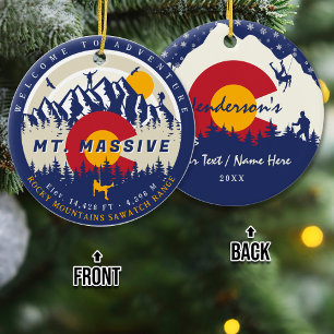 Mount Massive Colorado Climbing 14ers Fourteener Ceramic Tree Decoration
