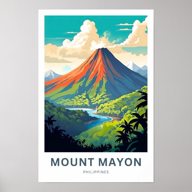 Mount Mayon Philippines Travel Print (Front)