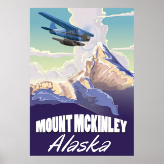 Mount McKinley Mountain vintage travel poster