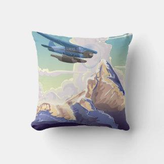 Mount McKinley vintage travel poster Cushion
