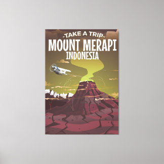 Mount Merapi Indonesia vintage cartoon poster Canvas Print