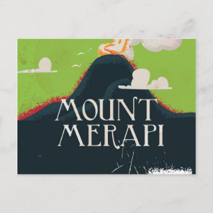Mount Merapi Volcano Travel Poster Postcard