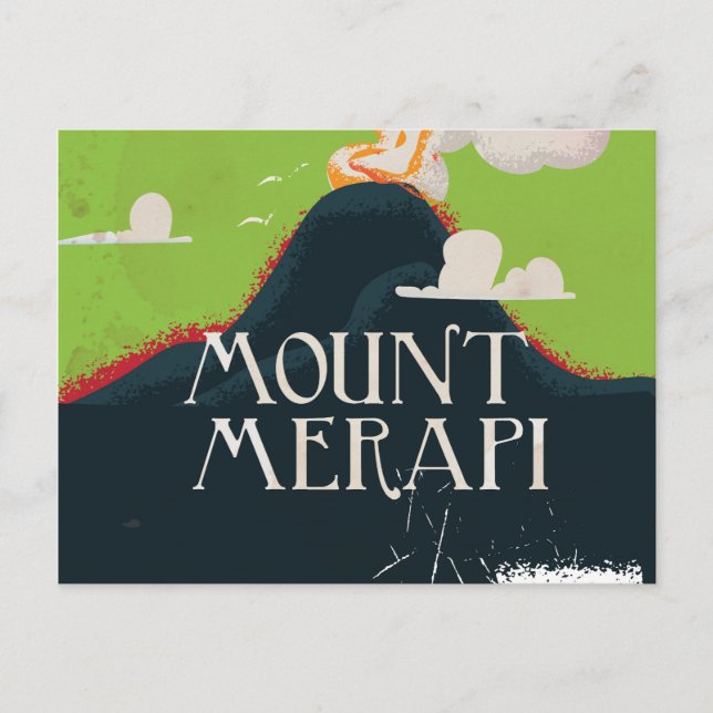 Mount Merapi Volcano Travel Poster Postcard (Front)