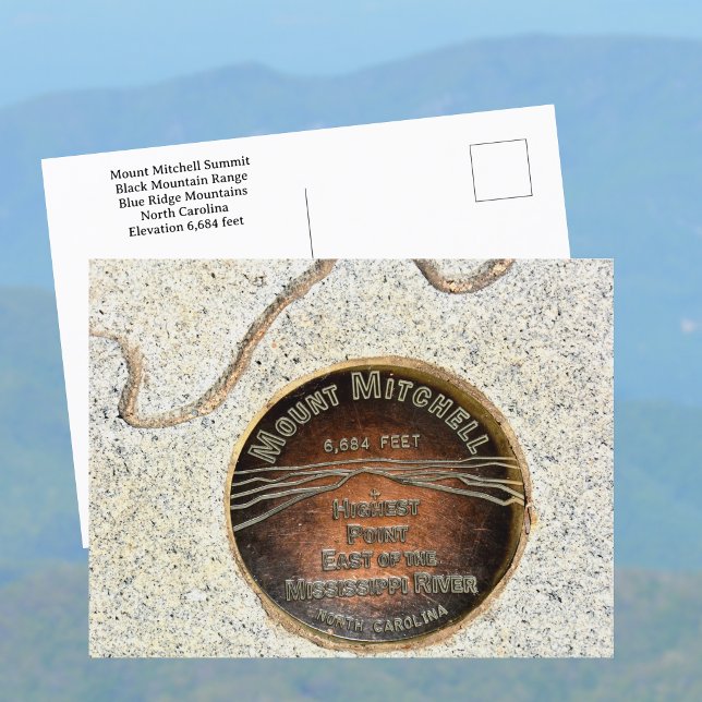 Mount Mitchell Summit Marker Black Mountains NC Postcard (Creator Uploaded)