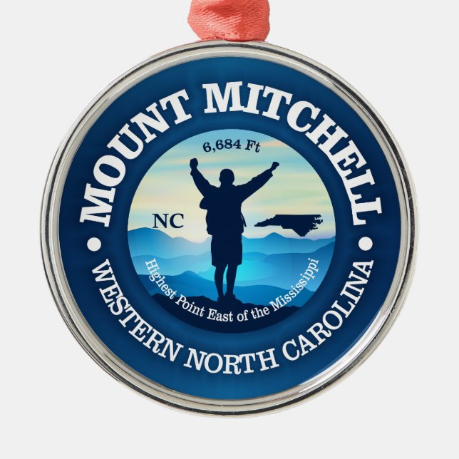 Mount Mitchell (V) Metal Tree Decoration (Front)