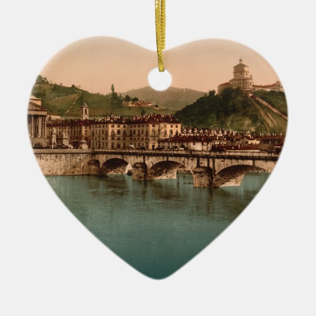 Mount of the Capuchins, Turin, Piedmont, Italy Ceramic Tree Decoration (Front)