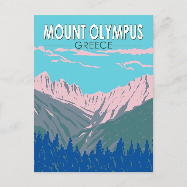 Mount Olympus Greece Travel Art Vintage Postcard (Front)
