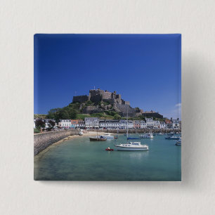 Mount Orgueil Castle and harbour, Gorey, Jersey 15 Cm Square Badge