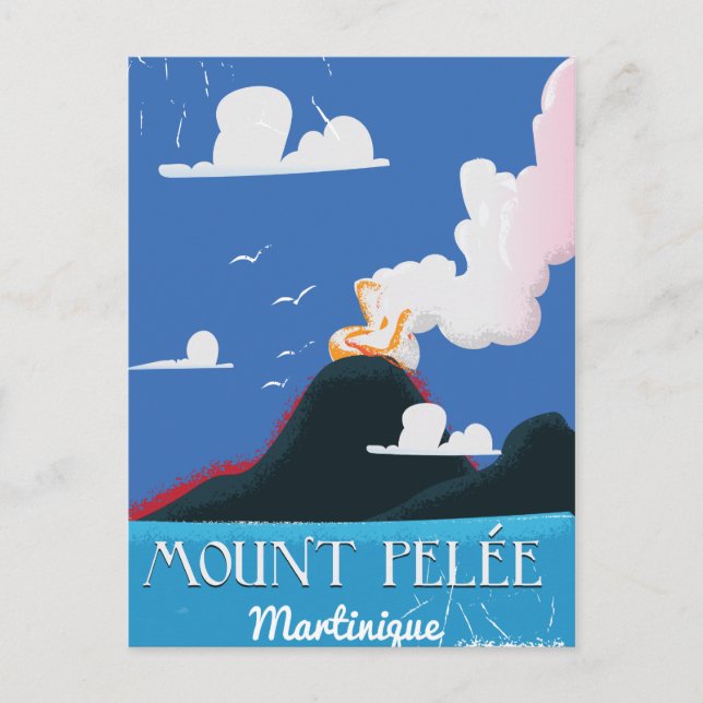 Mount Pelée, Martinique Vintage travel poster Postcard (Front)