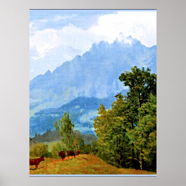 Mount Pilatus, famous artwork by Albert Bierstadt Poster (Front)