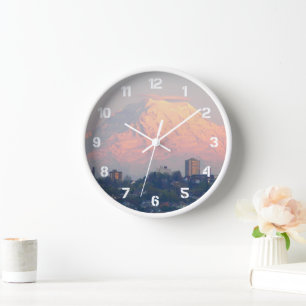 Mount Rainier Alpenglow Landscape Wall Clock