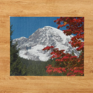 Mount Rainier and Autumn Leaves Jigsaw Puzzle