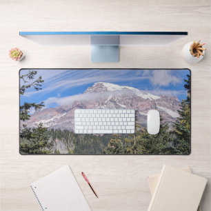 Mount Rainier and Clouds Landscape Desk Mat
