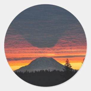 Mount Rainier and it's Shadow Classic Round Sticker