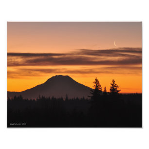 Mount Rainier and the Crescent Moon Photo Print