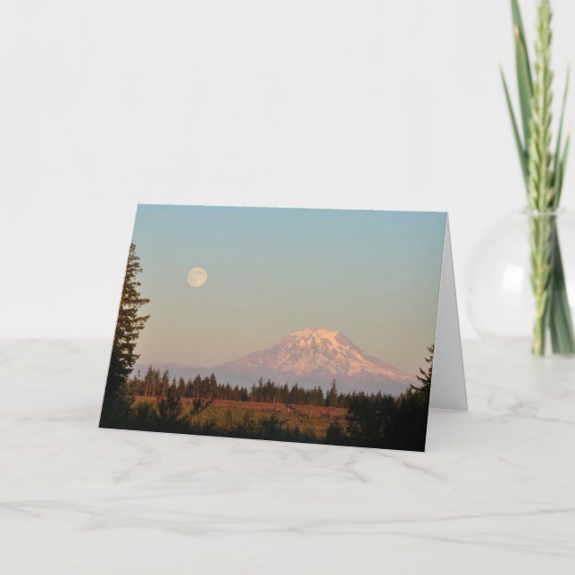 Mount Rainier and the Full Moon - Frameable Art Card (Front)