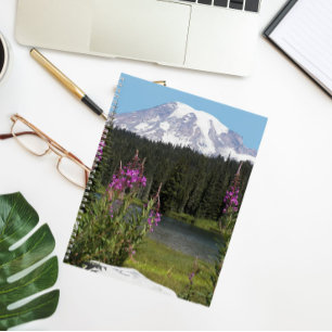 Mount Rainier and Wildflowers Landscape Notebook
