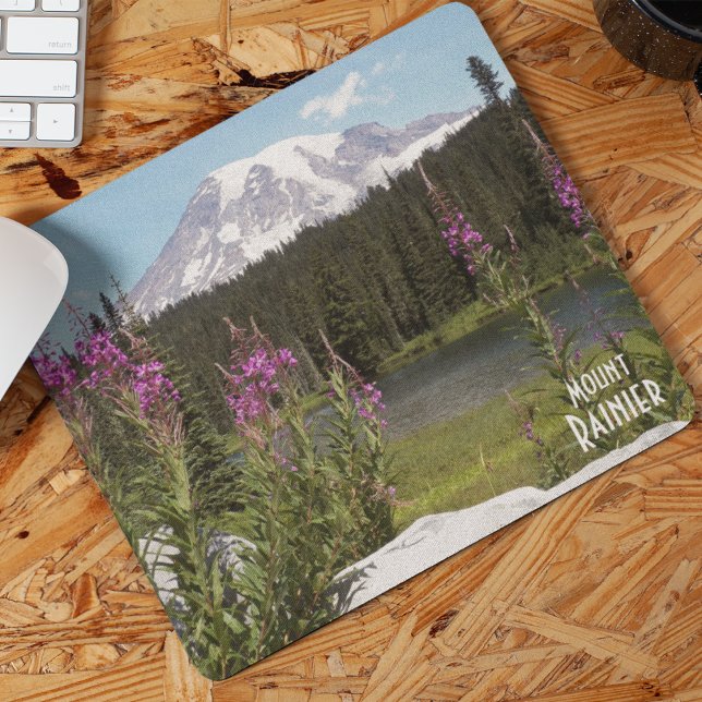 Mount Rainier and Wildflowers Scenic Landscape Mouse Mat (Creator Uploaded)