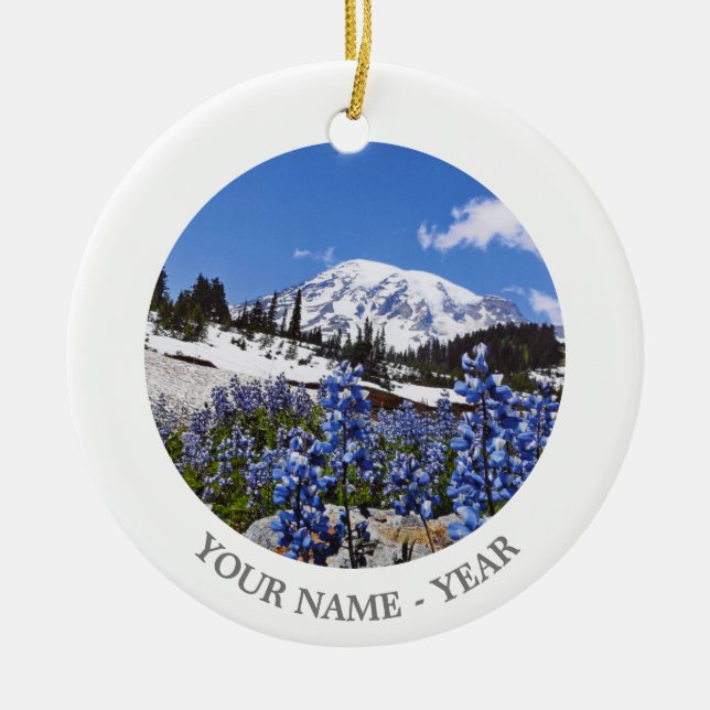 Mount Rainier at Paradise Point Ceramic Tree Decoration (Front)