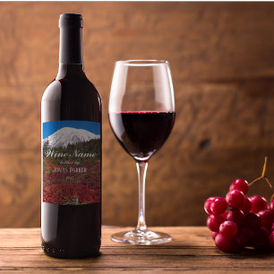 Mount Rainier Fall Colors Photo Personalized Wine Label