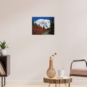 Mount Rainier Fall Colours Photographic Poster
