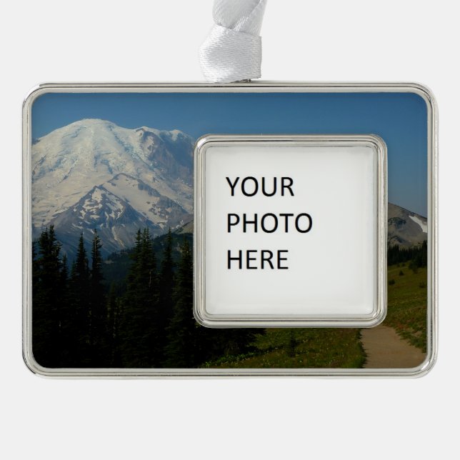 Mount Rainier from the Sourdough Ridge Trail Silver Plated Framed Ornament (Front)