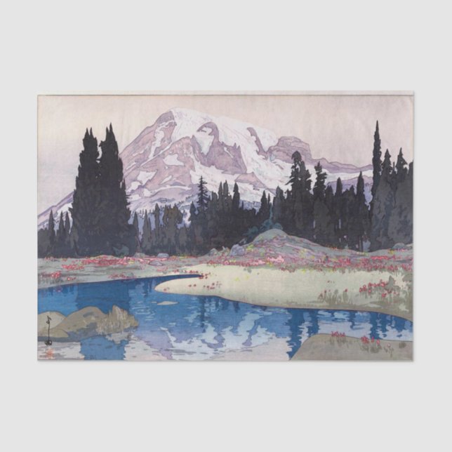 Mount Rainier, Hiroshi Yoshida, Woodcut Tissue Paper (Front)