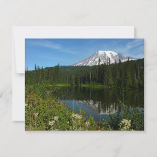 Mount Rainier Lake Reflection with Wildflowers