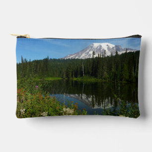Mount Rainier Lake Reflection with Wildflowers Accessory Pouch
