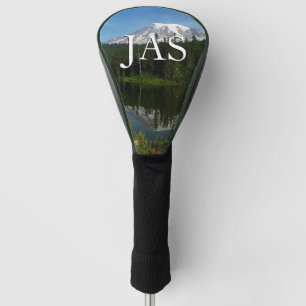 Mount Rainier Lake Reflection with Wildflowers Golf Head Cover
