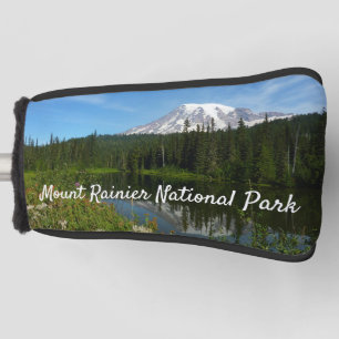 Mount Rainier Lake Reflection with Wildflowers Golf Head Cover