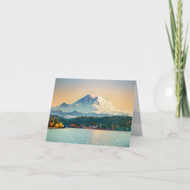 Mount Rainier Lake Washington All Occasion Blank Holiday Card (Front)