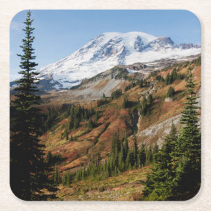 Mount Rainier National Park, autumn Square Paper Coaster