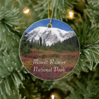 Mount Rainier National Park Holiday Ceramic Tree Decoration