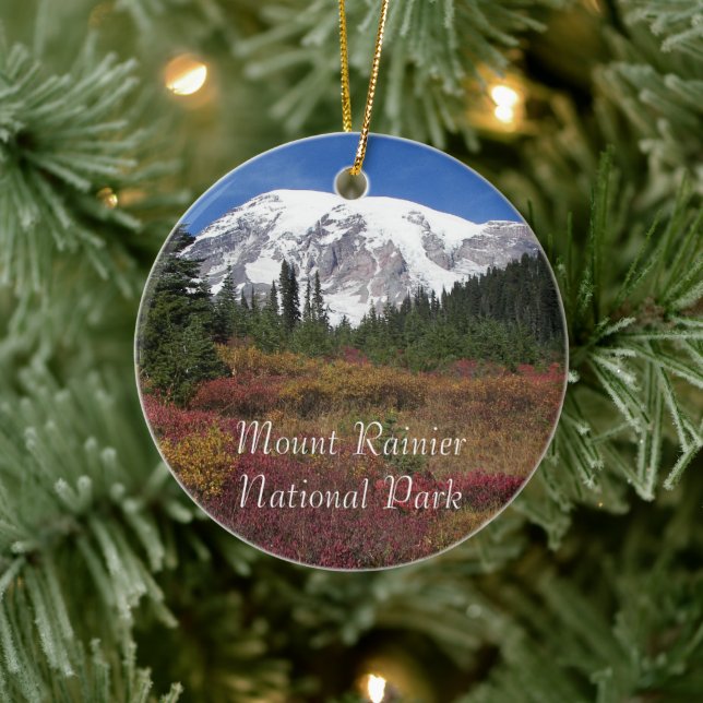 Mount Rainier National Park Holiday Ceramic Tree Decoration (Tree)