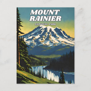 Mount Rainier National Park illustration retro Aes Postcard
