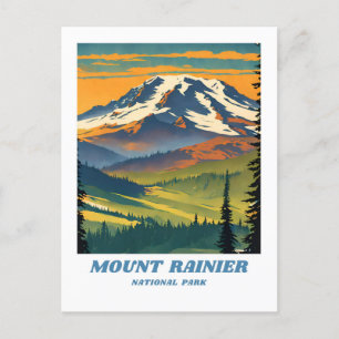 Mount Rainier National Park illustration retro Vac Postcard