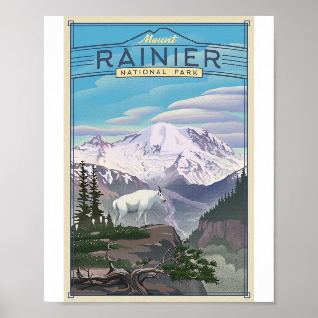 Mount Rainier National Park Litho Artwork Poster (Front)