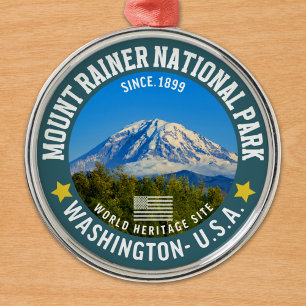 Mount Rainier National Park - Nature Lovers Gift Metal Tree Decoration