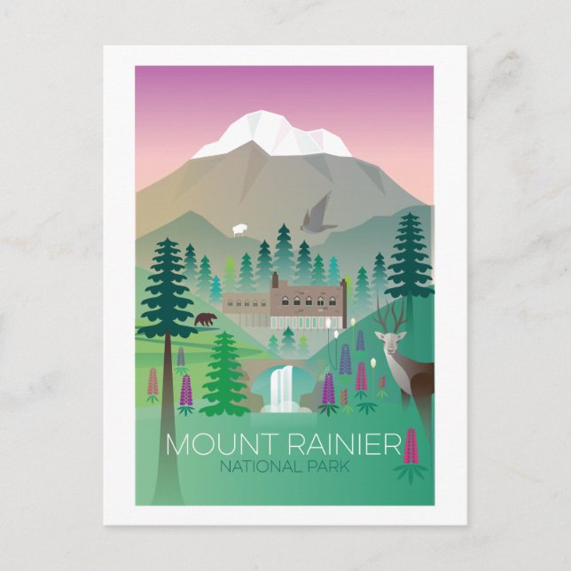Mount Rainier National Park Postcard (Front)