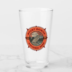 Mount Rainier National Park Red Fox Retro Compass Glass