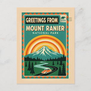 Mount Rainier National Park Retro Postcard