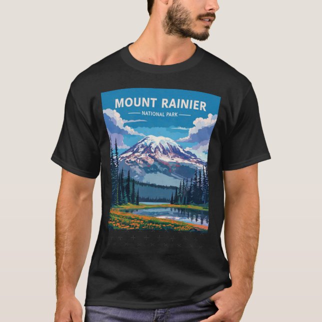 Mount Rainier National Park retro T-Shirt (Front)
