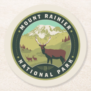 Mount Rainier National Park Round Paper Coaster