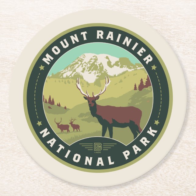 Mount Rainier National Park Round Paper Coaster (Front)
