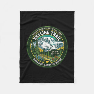 Mount rainier national park skyline trail vintage fleece blanket