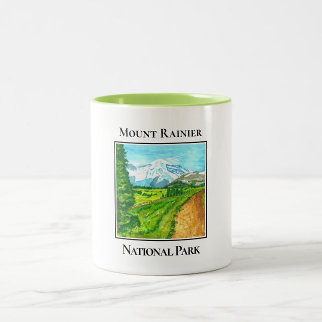 Mount Rainier National Park Two-Tone Coffee Mug (Center)