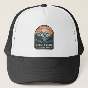 Mount Rainier National Park Vintage Badge Trucker Hat